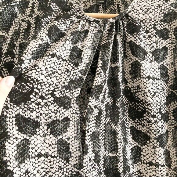 Aqua Blouse Sheer Long Sleeve Top Snakeskin Pattern - Picture 2 of 4